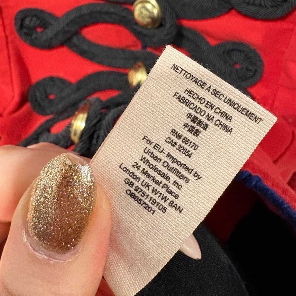 Free People Seamed and Structured Military Blazer in red and black. - Picture 8 of 9